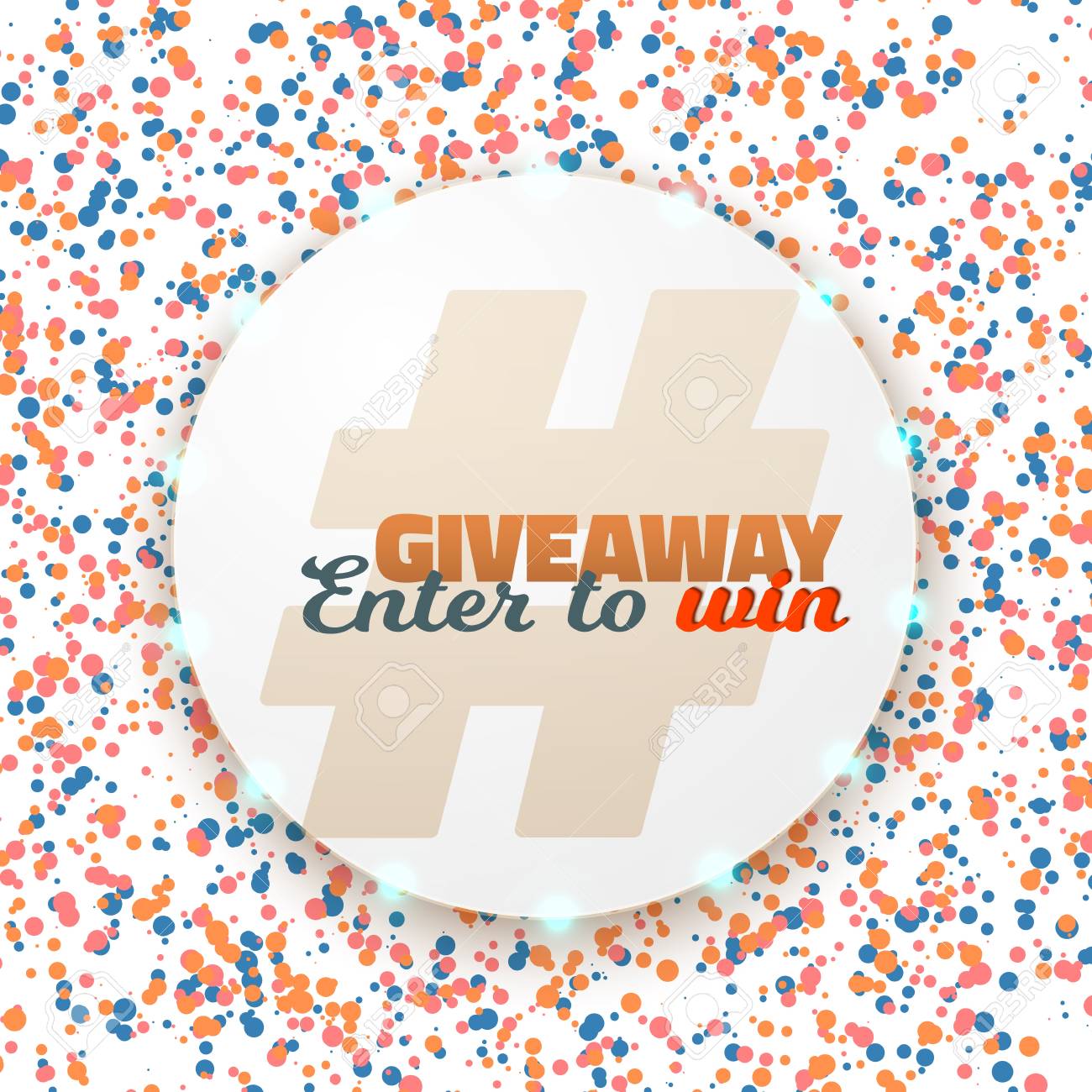 illustration of button giveaway social media promotion template