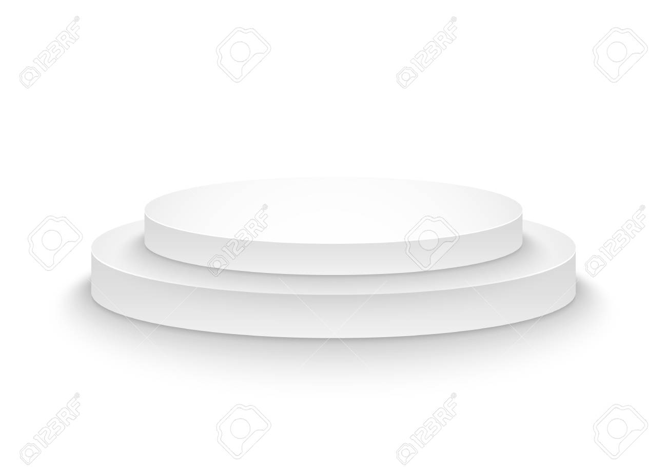 勝利プラットフォーム テンプレートのイラスト 3 D のリアルな勝者ステージ表彰台白で隔離 のイラスト素材 ベクタ Image