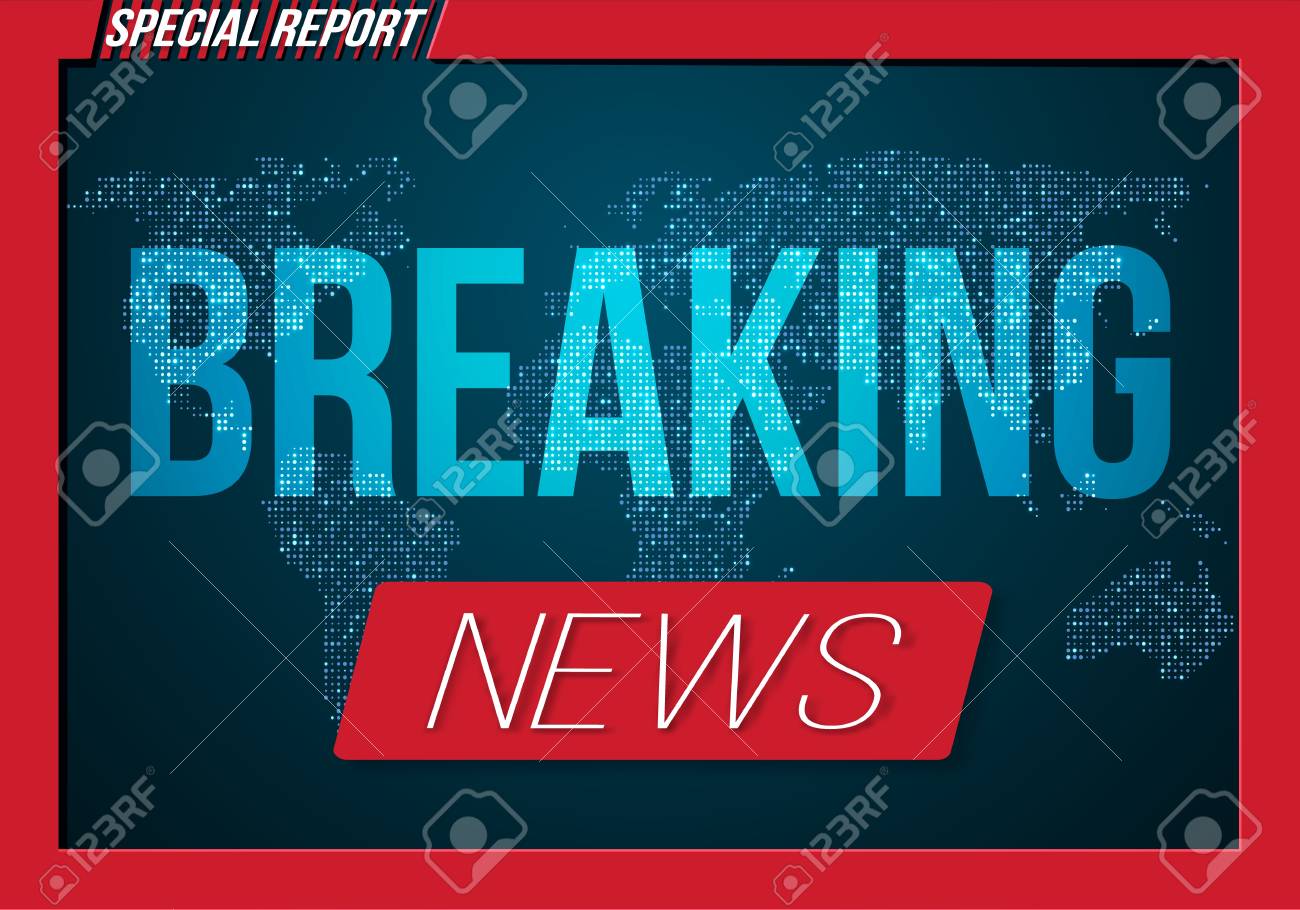 速報ニュース開幕戦のイラスト 輝く地球惑星の背景に開いているシーンを放送します のイラスト素材 ベクタ Image