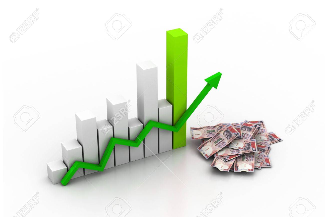 financial graph with money