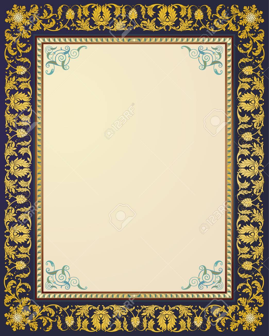golden classic floral design border in eps10 format classic border designs