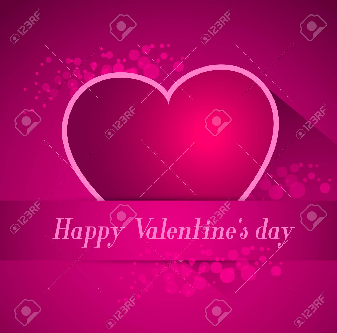abstract valentine postcard with heart and long shadow effect