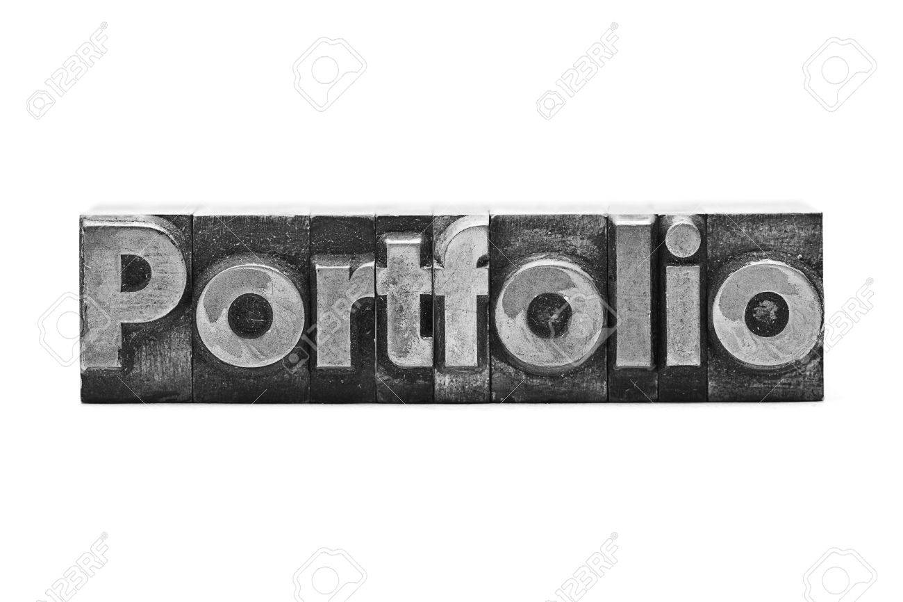 lead letter word portfolio on white background stock photo picture