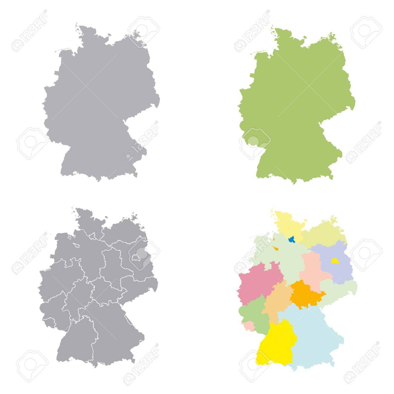 set germany regions card map vector geo map brd federal republic of germany black red and