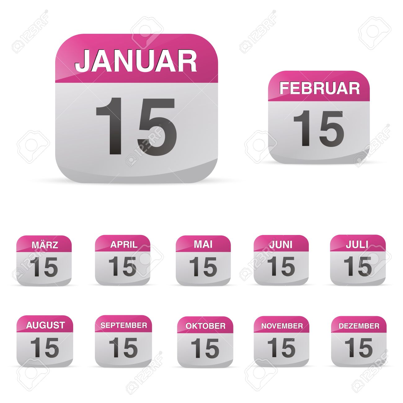 calendar set icon symbol month year calendar sheet kalendarium