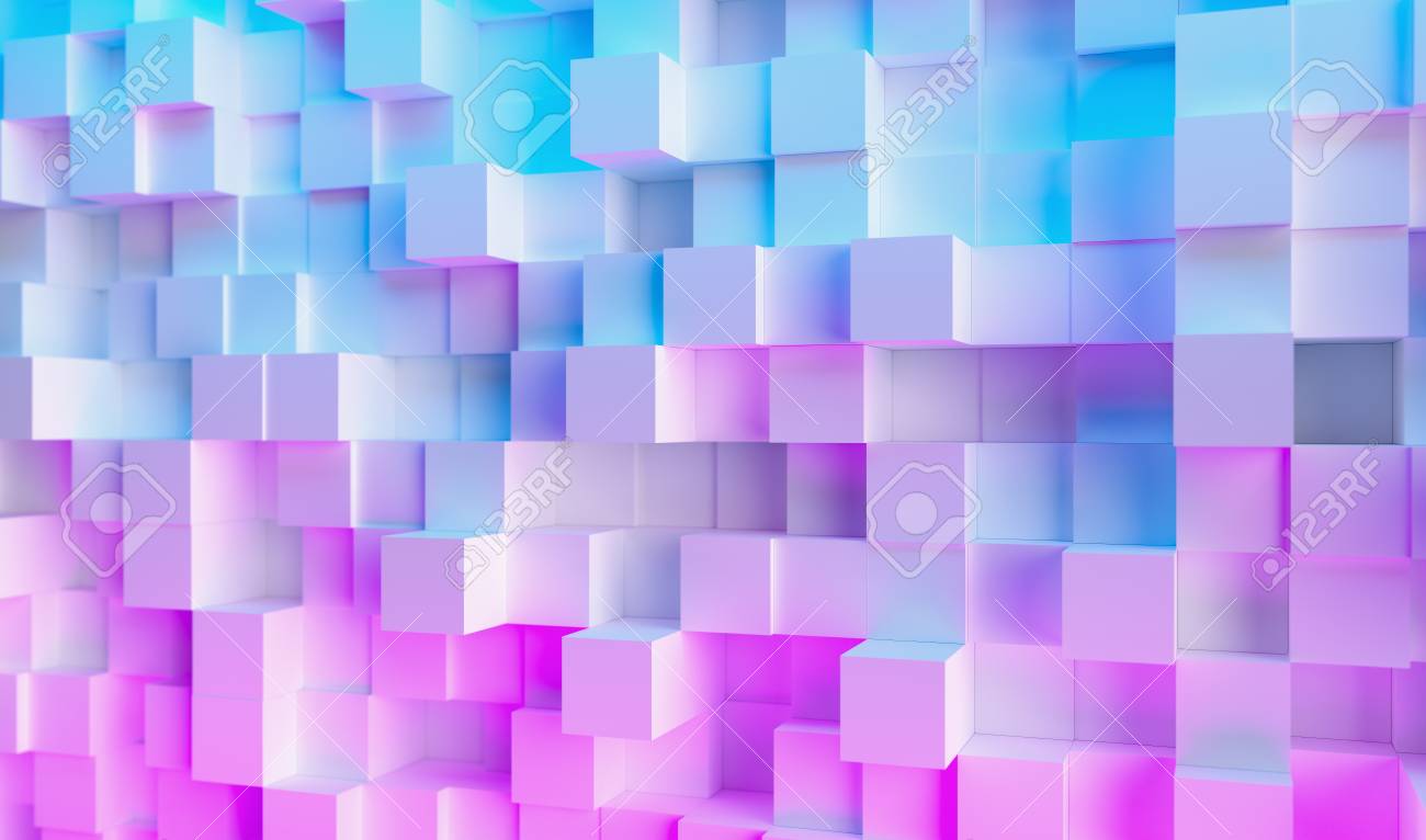 Futuristic Sci Fi Modern Cube Background With Purple And Blue Stock Photo Picture And Royalty Free Image Image
