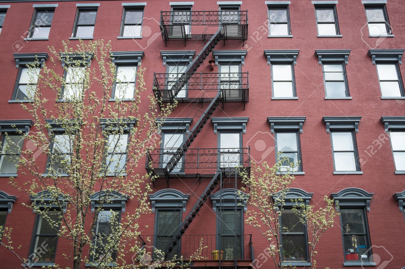 Old Red Brick Apartment Building In New York City Stock Photo ... Old Red Brick Apartment Building In New York City Stock Photo ...