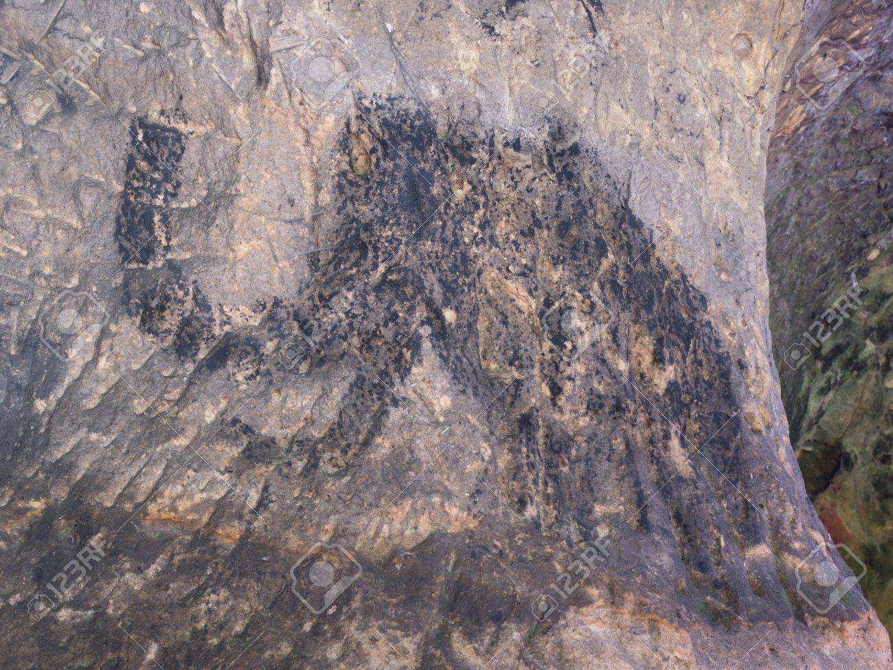 砂岩の洞窟の芸術の抽象的な子供 先史時代の画像のコピーの砂岩壁に人間狩りのカーボン ブラック マンモス塗料 の写真素材 画像素材 Image 砂岩の洞窟の芸術の抽象的な子供 先史時代の画像のコピーの砂岩壁に人間狩りのカーボン ブラック マンモス塗料 の写真素材 画像素材 Image
