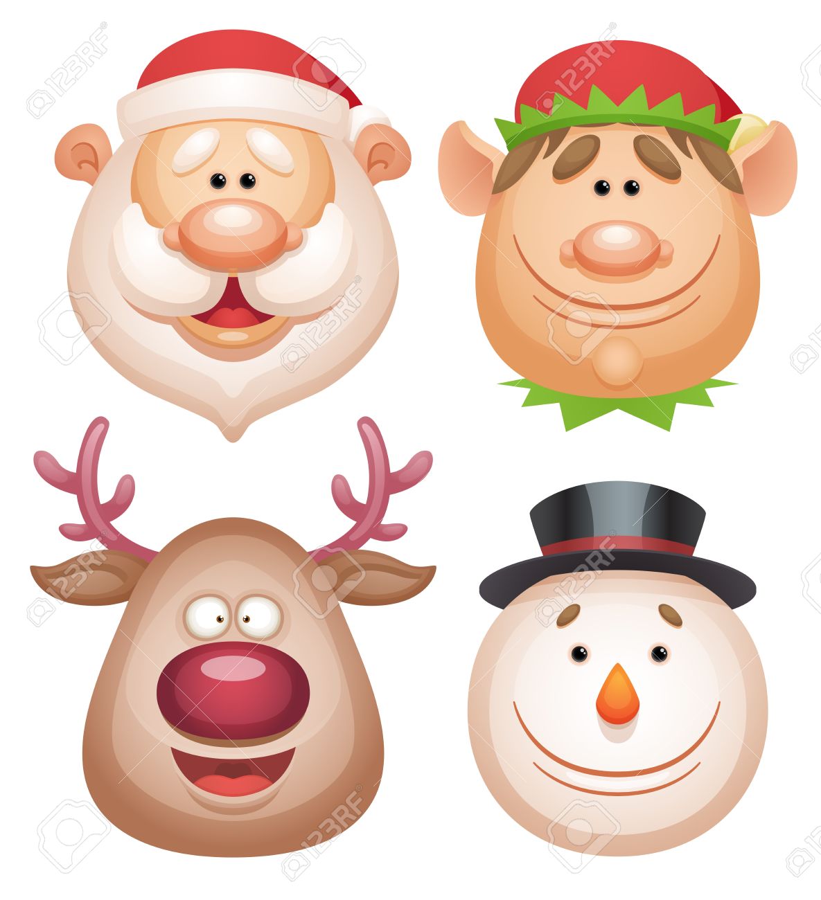 Christmas characters set - Santa, Elf, Deer, Snowman - 15783685 Christmas characters set - Santa, Elf, Deer, Snowman - 15783685