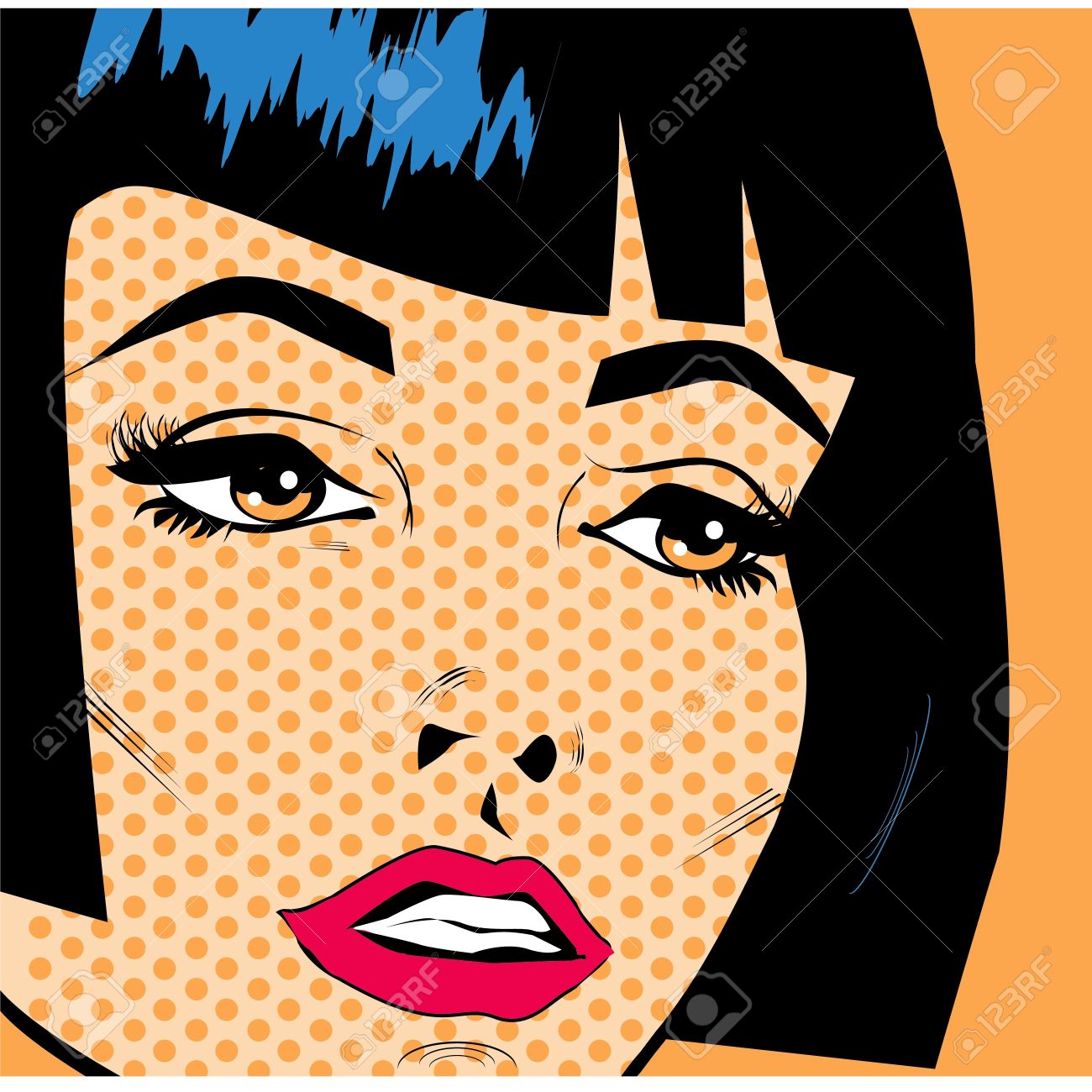ビンテージ女性顔ポップアート レトロ ポスターのイラスト素材 ベクタ Image