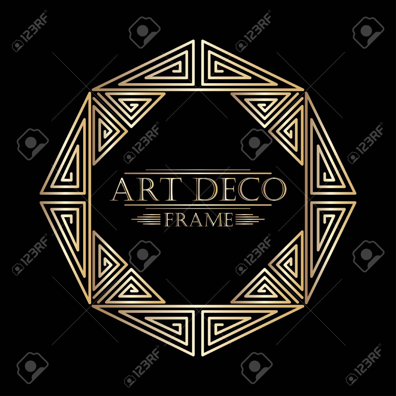 art deco ornamental vintage frame template for design vector