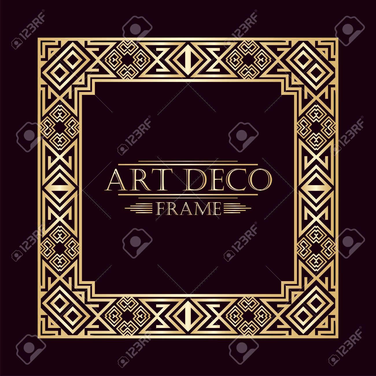 art deco ornamental vintage frame template for design vector