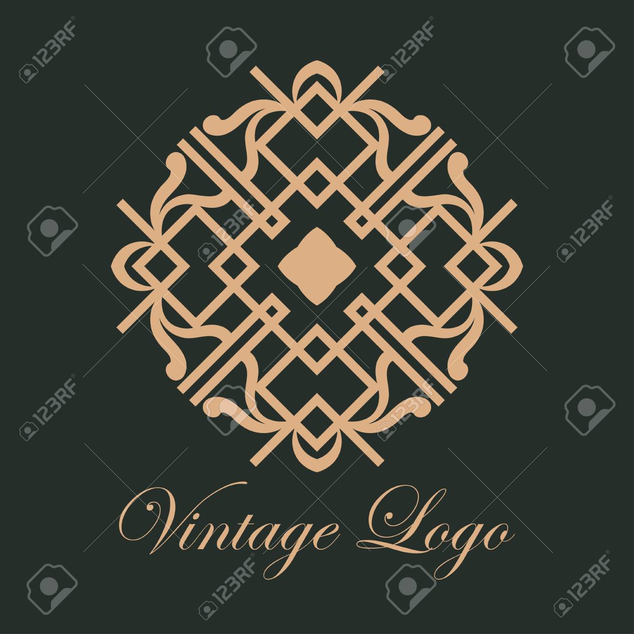 vintage ornamental logo in art deco style template for design