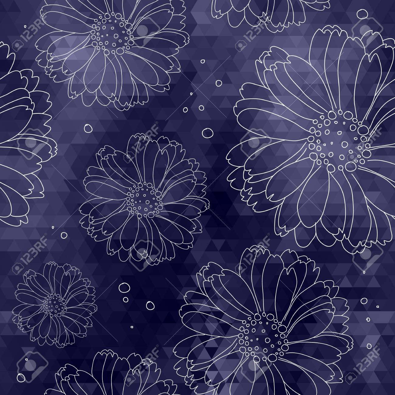 モザイクの暗い花の背景 黒の色です 花柄 のイラスト素材 ベクタ Image