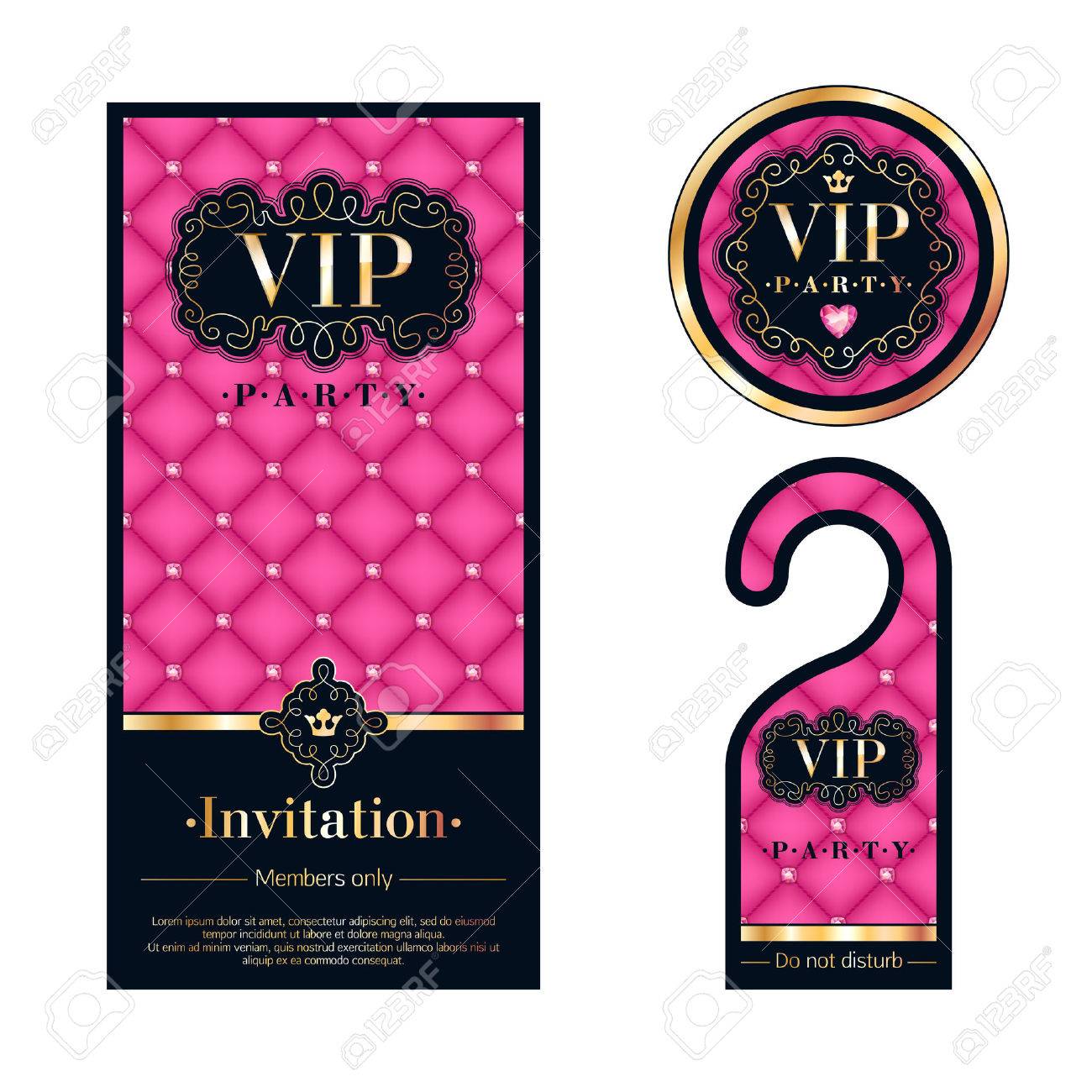 vip パーティー プレミアム招待状カード ハンガーと円形ラベル バッジを
