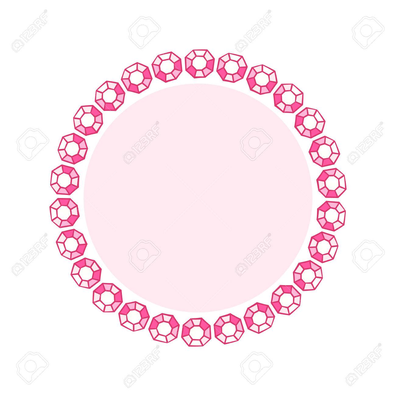 簡単な漫画のスタイルのラウンド ジュエリー フレーム テンプレート グリーティング カードのデザインに適しています のイラスト素材 ベクタ Image