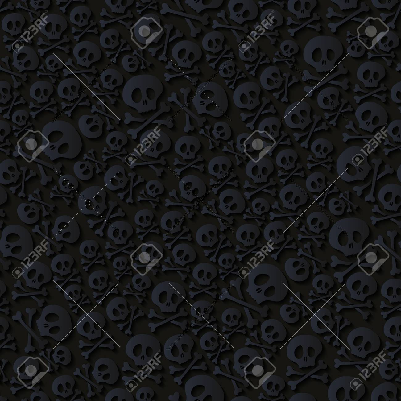 かわいい黒スカルとクロスボーン シームレス パターン ハロウィン背景ベクトル イラスト のイラスト素材 ベクタ Image