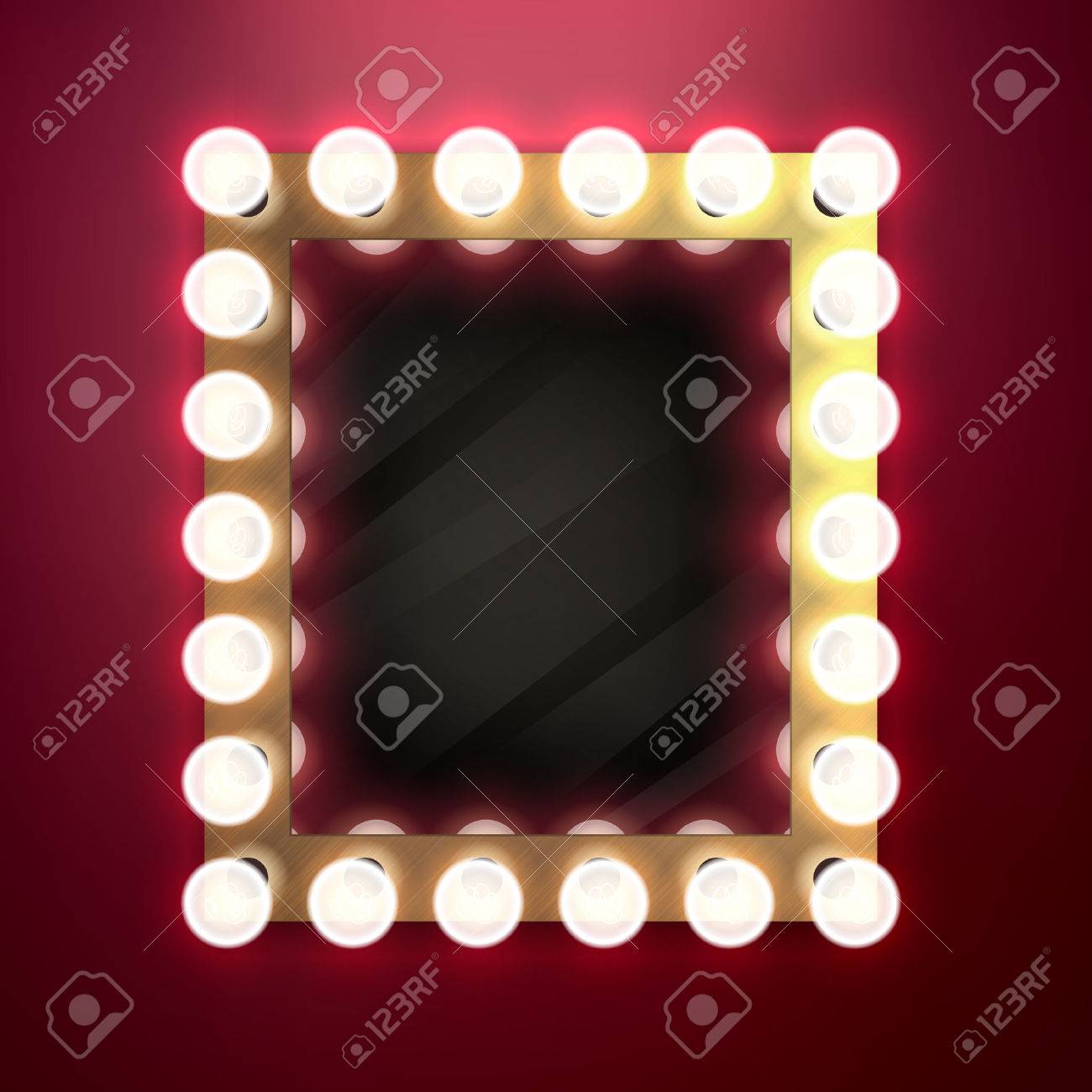 Realistic retro vintage make up mirror with light bulbs vector illustration. Beauty backstage design concept. - 51946340 Realistic retro vintage make up mirror with light bulbs vector illustration. Beauty backstage design concept. - 51946340