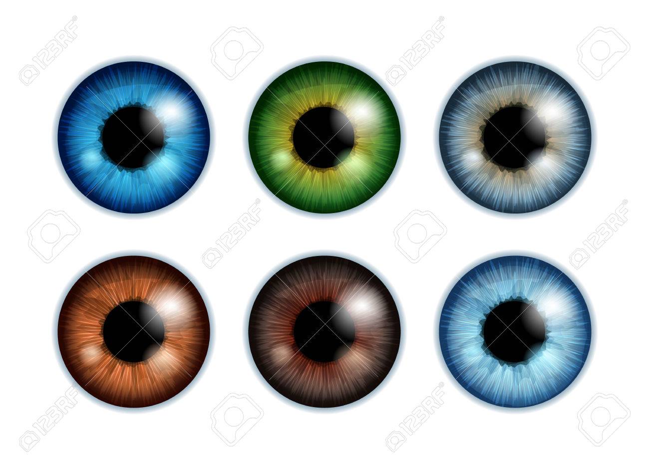 human eyeballs iris pupils set isolated on white background