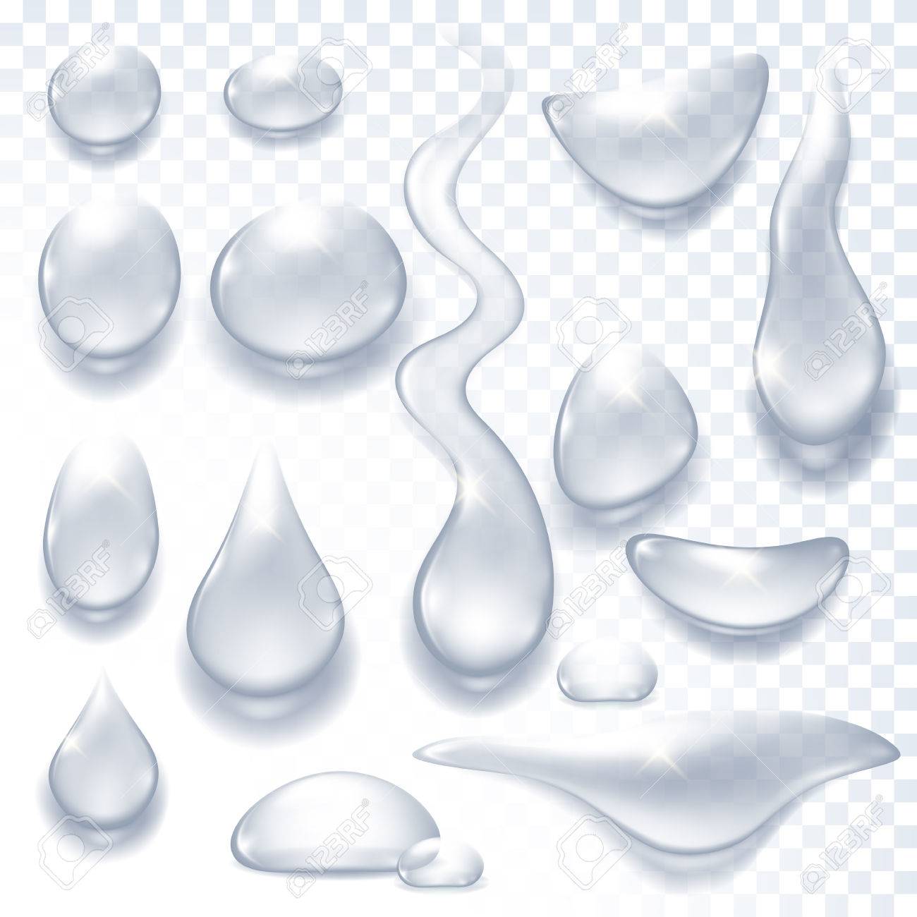 水滴がセットのリアルなベクター イラストです 雨涙の露のテンプレートです のイラスト素材 ベクタ Image