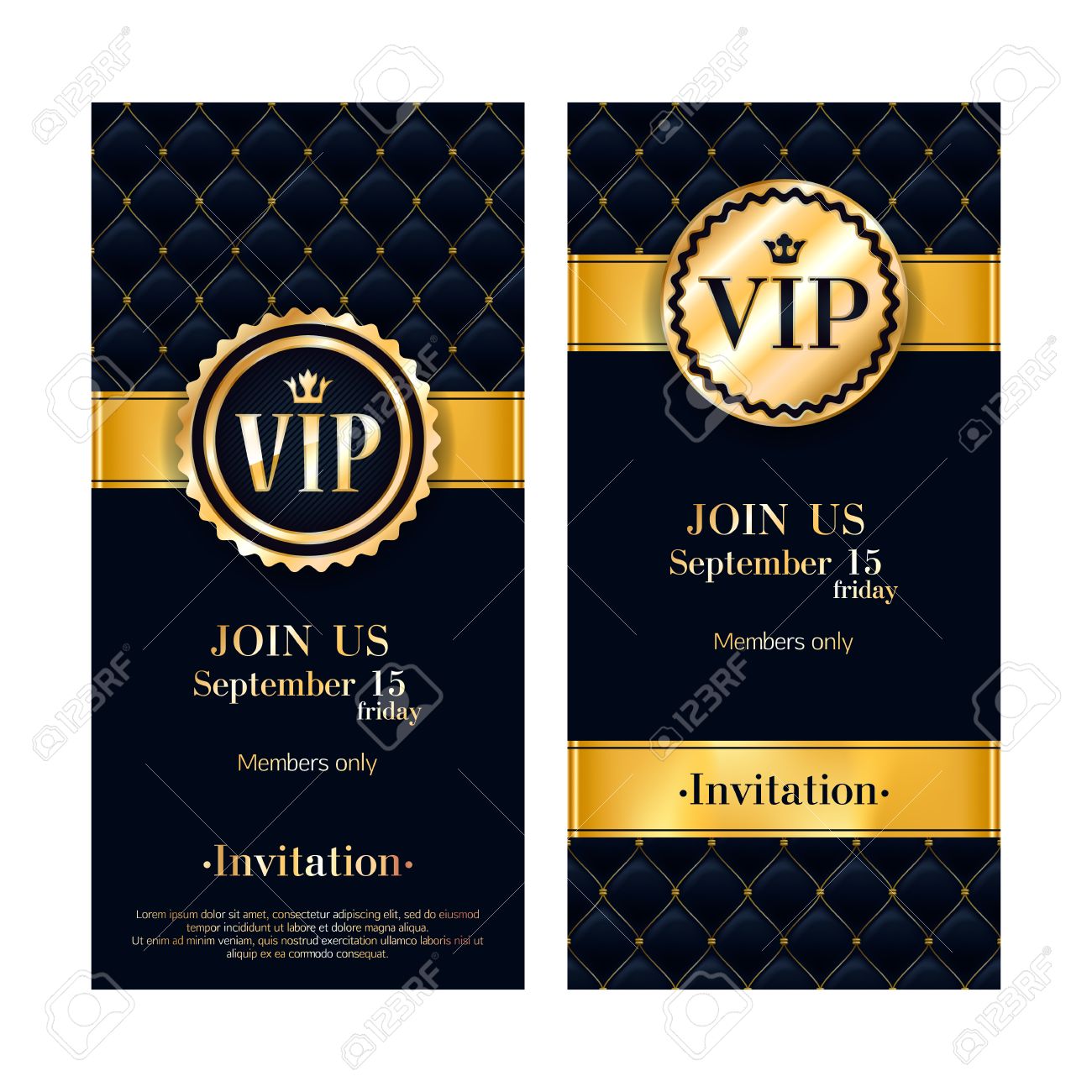vip パーティー プレミアム招待状カード ポスター 黒と金のデザイン