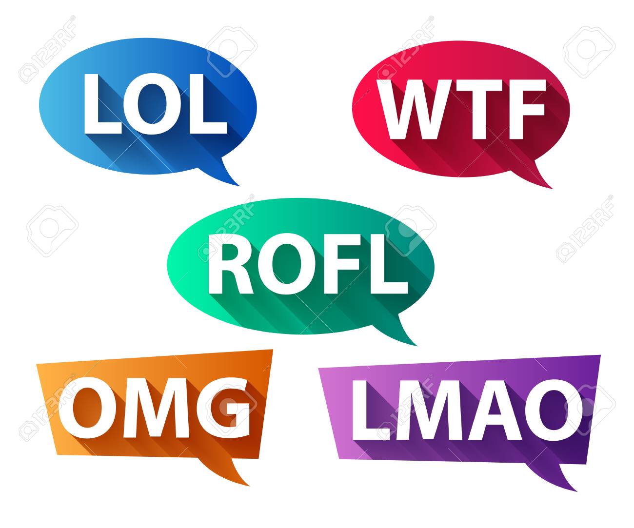 チャットの言葉 - 笑 OMG 博 ROFL LMAO。インター ネット スラング。のイラスト素材・ベクター Image 76171339