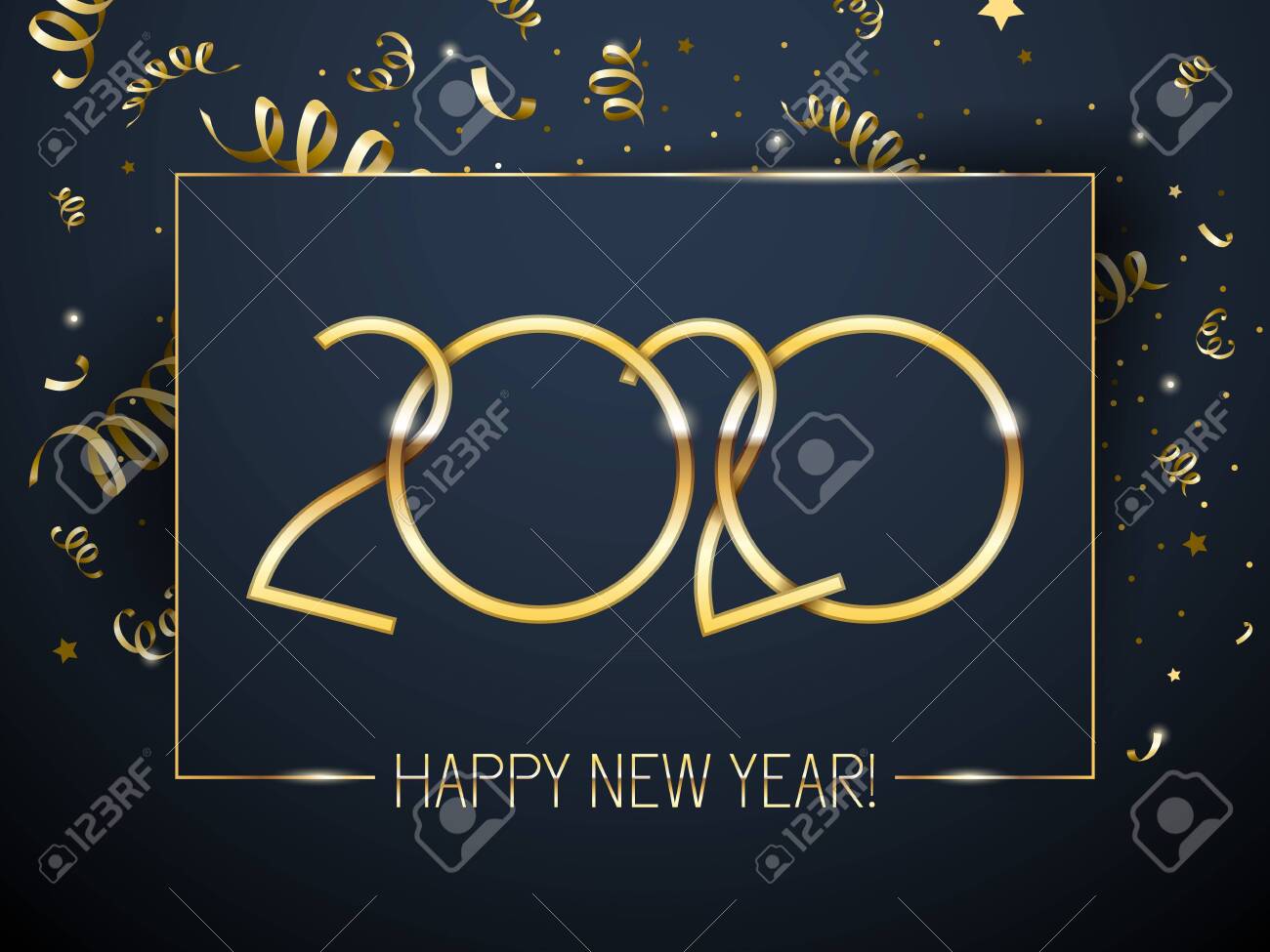 2020 Happy New Year background with golden number and serpentine. Christmas winter holidays design. Seasonal greeting card, calendar, brochure template. - 124007647 2020 Happy New Year background with golden number and serpentine. Christmas winter holidays design. Seasonal greeting card, calendar, brochure template. - 124007647