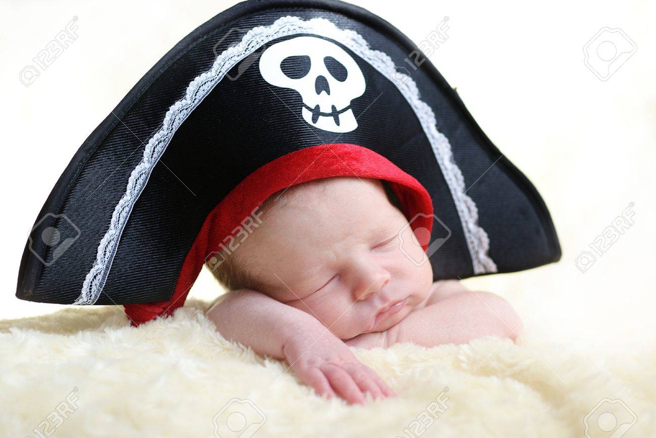 Newborn Wearing Big Pirate Hat Stock Photo Picture And Royalty Free Image Image