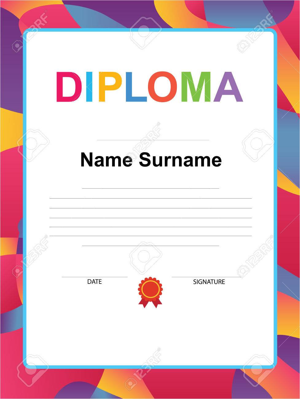 kids diploma certificate background design template royalty free