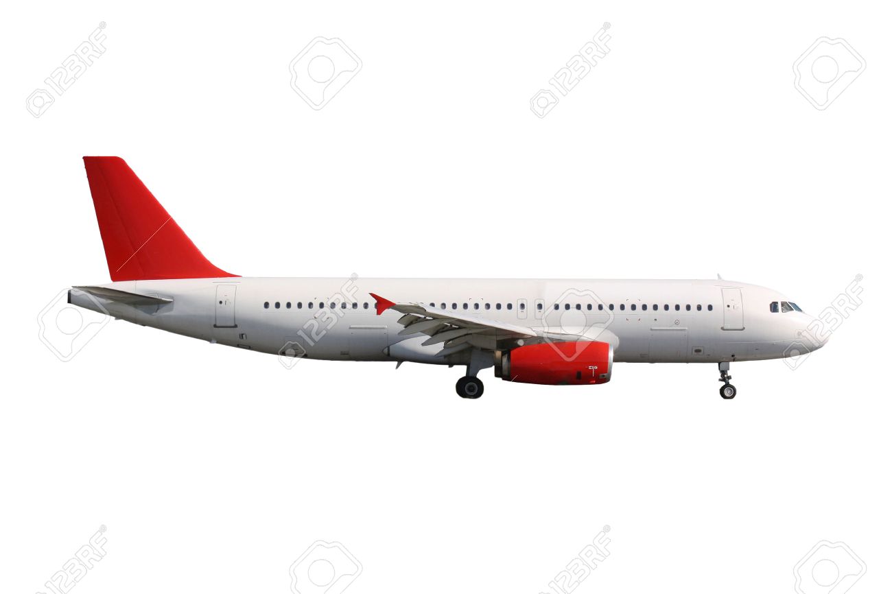 White plane with red tail on white background - 38206629 White plane with red tail on white background - 38206629