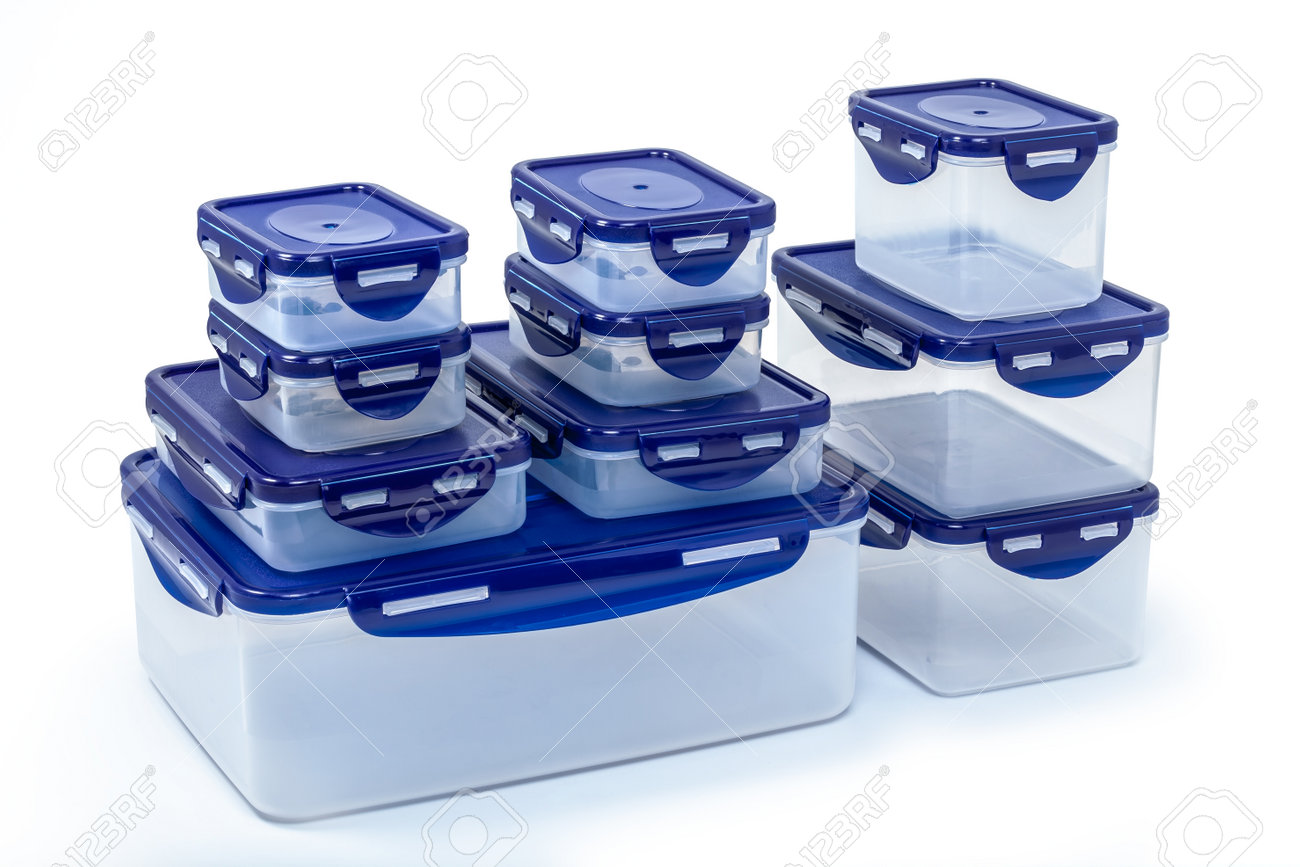 Plastic airtight containers for food isolated on white background - 162919052 Plastic airtight containers for food isolated on white background - 162919052