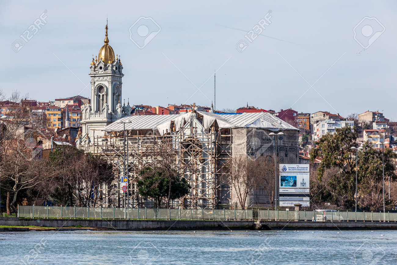 Istanbul, Turkey - 02.03.2013: The Bulgarian Orthodox Sveti Stefan Church (Iron Church) in Balat District. Church is under big restoration. Reopened in 2018 after big restoration. - 162968096 Istanbul, Turkey - 02.03.2013: The Bulgarian Orthodox Sveti Stefan Church (Iron Church) in Balat District. Church is under big restoration. Reopened in 2018 after big restoration. - 162968096