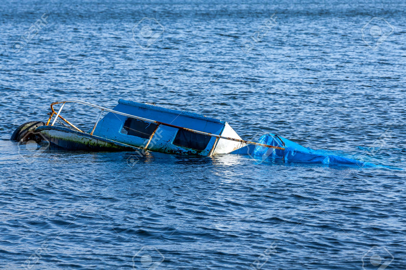 Rusted old boat sunken in the Marmara Sea - 163886704 Rusted old boat sunken in the Marmara Sea - 163886704