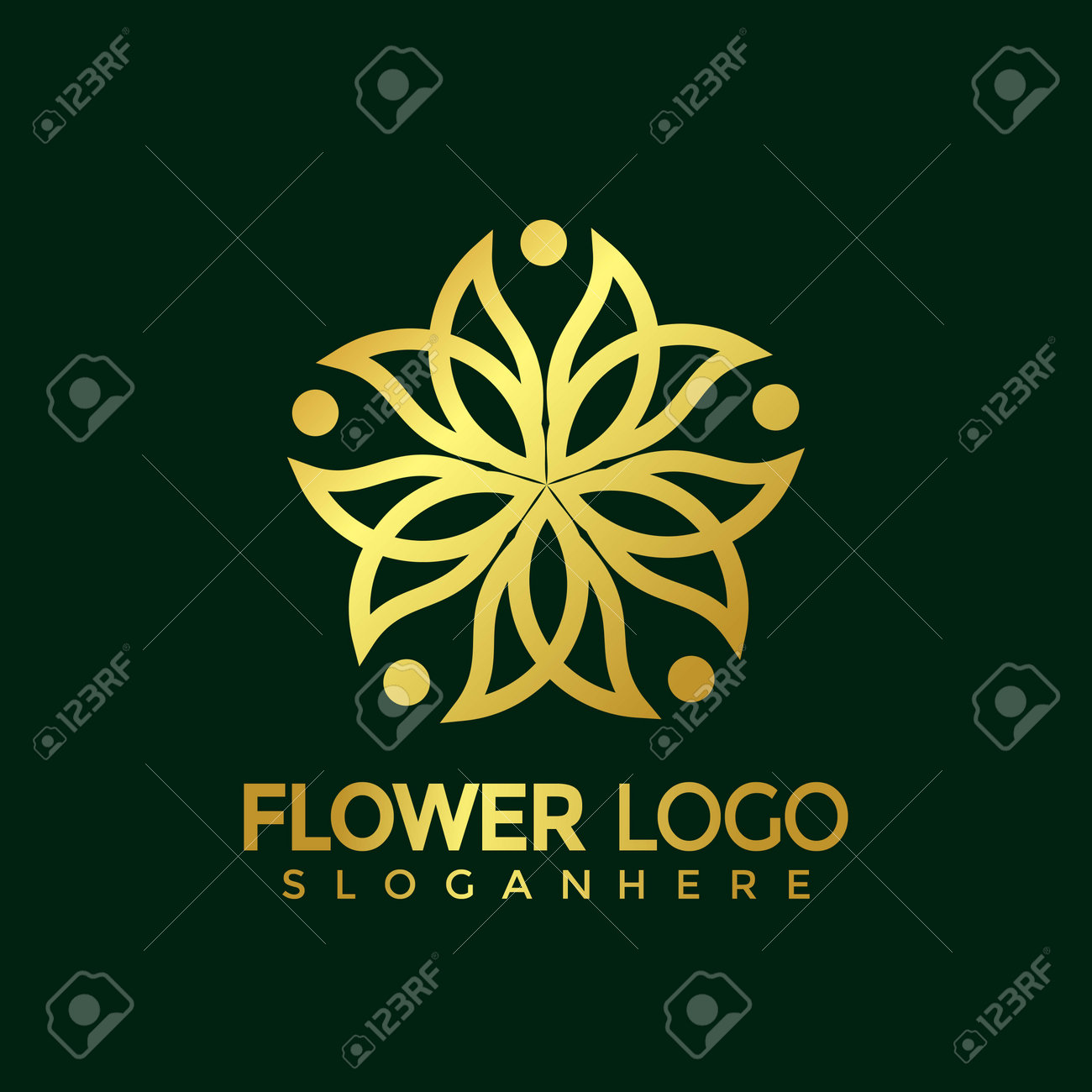 Minimalist Elegant Flower Logo Golden Luxury Modern Logos Design Vector Royalty Free Cliparts Vectors And Stock Illustration Image