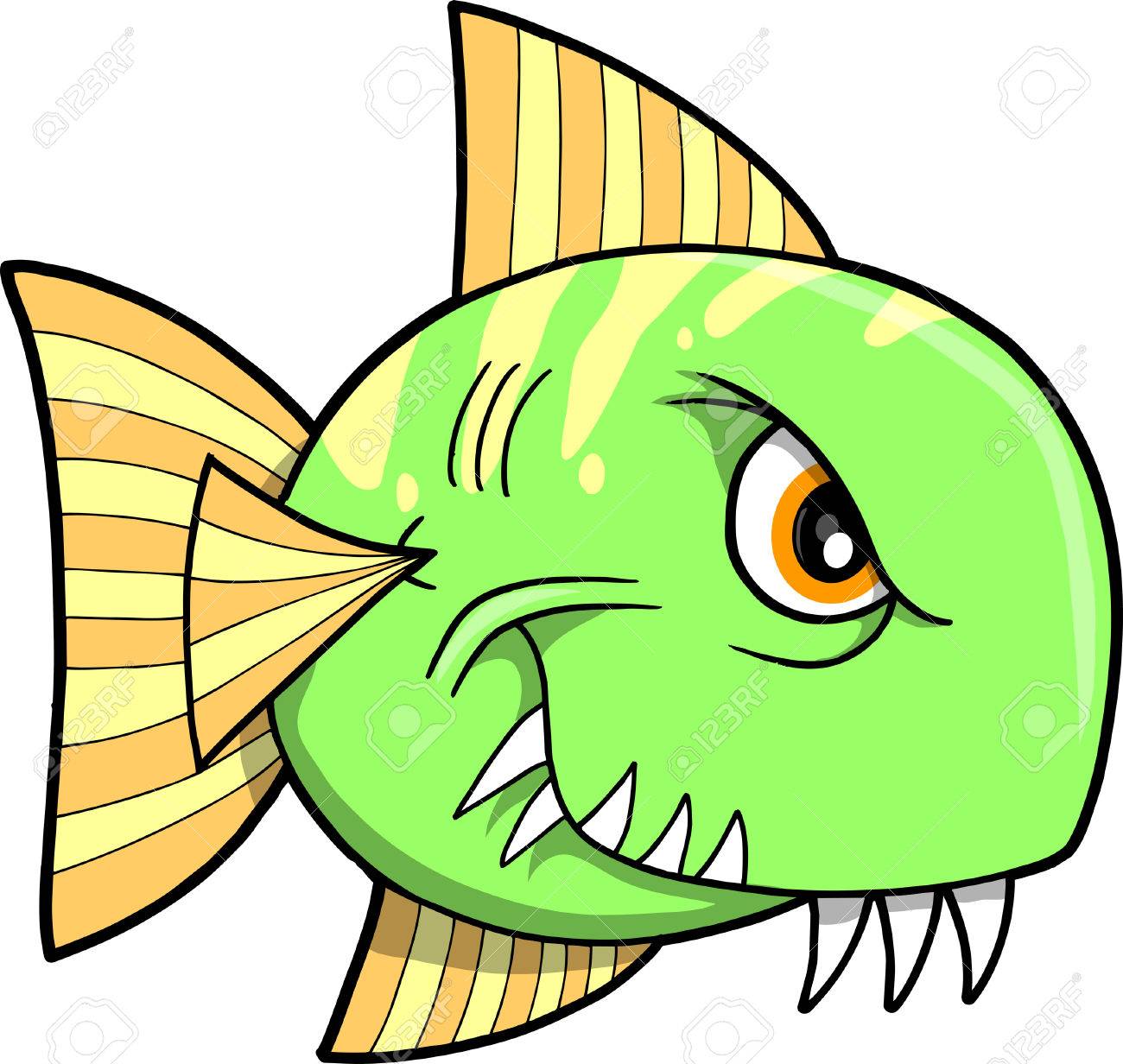 mean fish vector illustration