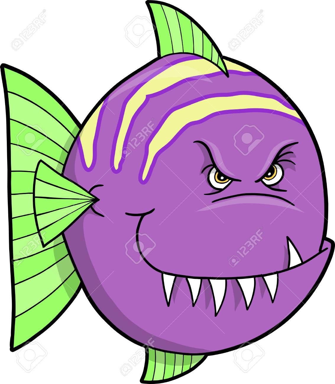 mean fish vector illustration