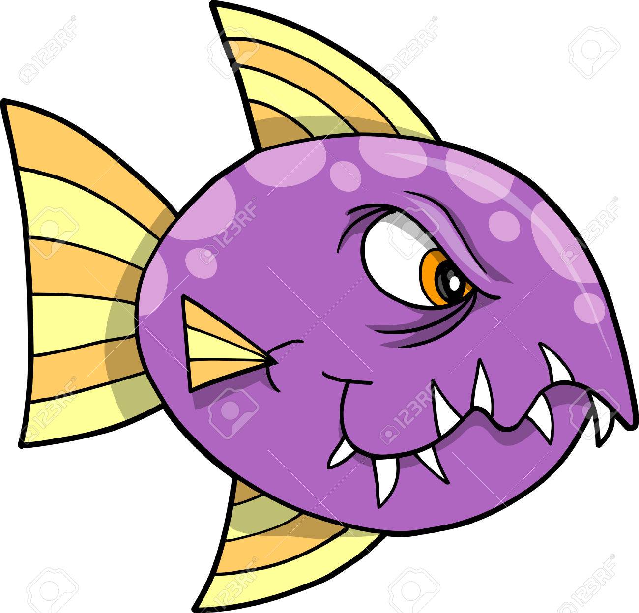 mean fish vector illustration