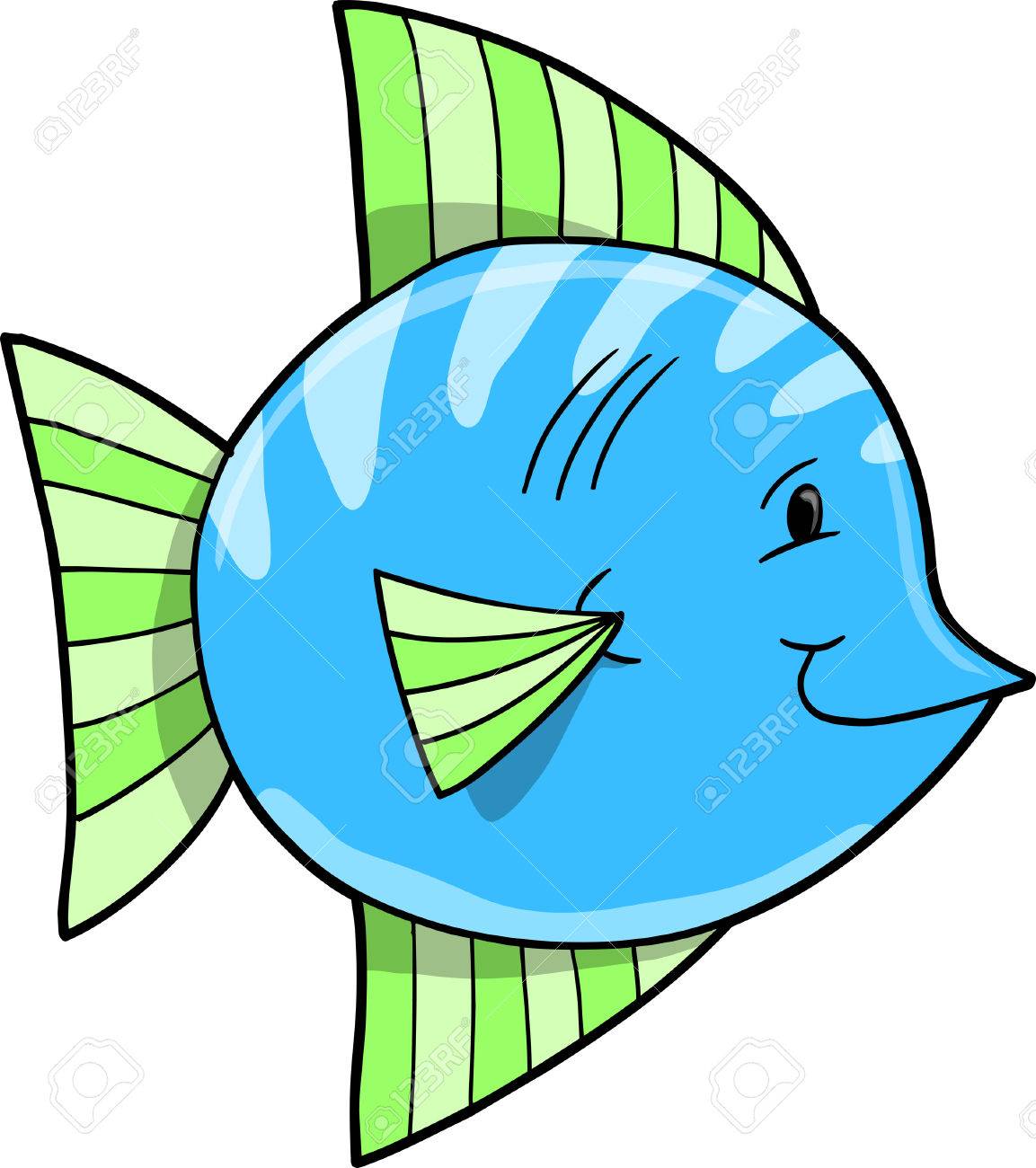 かわいい青い魚ベクトル イラスト ロイヤリティフリークリップアート