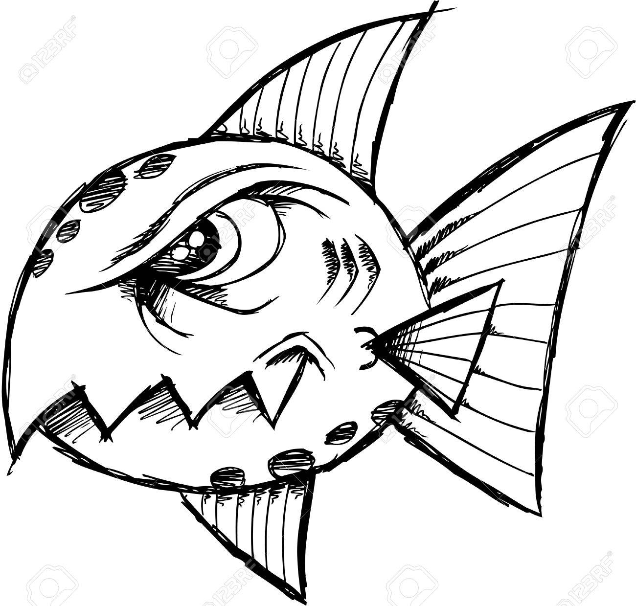 sketchy mean fish illustration