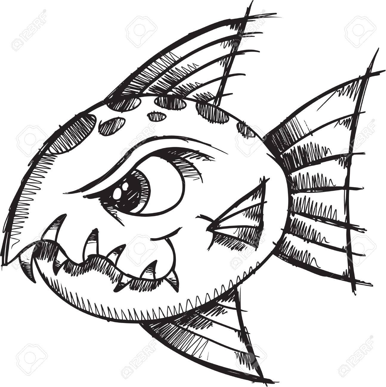 sketchy mean fish illustration