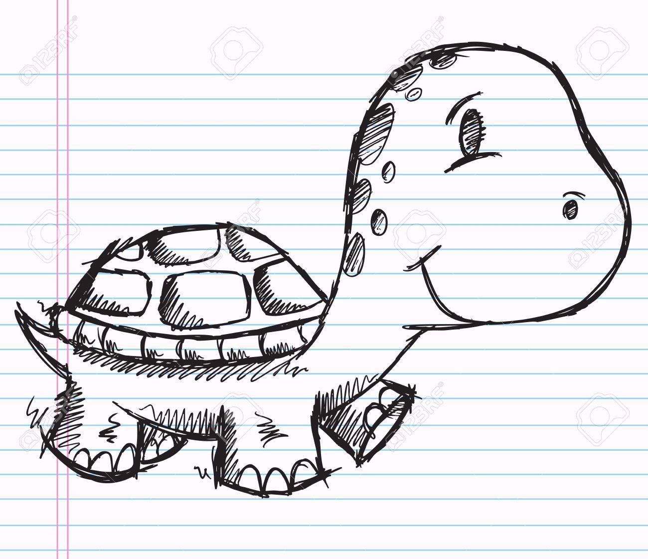 Notebook Tortuga Sketch Doodle Ilustración Vectorial Arte Dibujo
