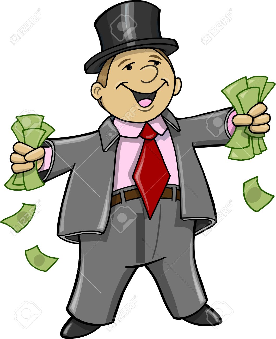 Rich Business Man With Money Vector Illustration Royalty Free SVG,  Cliparts, Vectors, and Stock Illustration. Image 13067012., image size:1059x1300