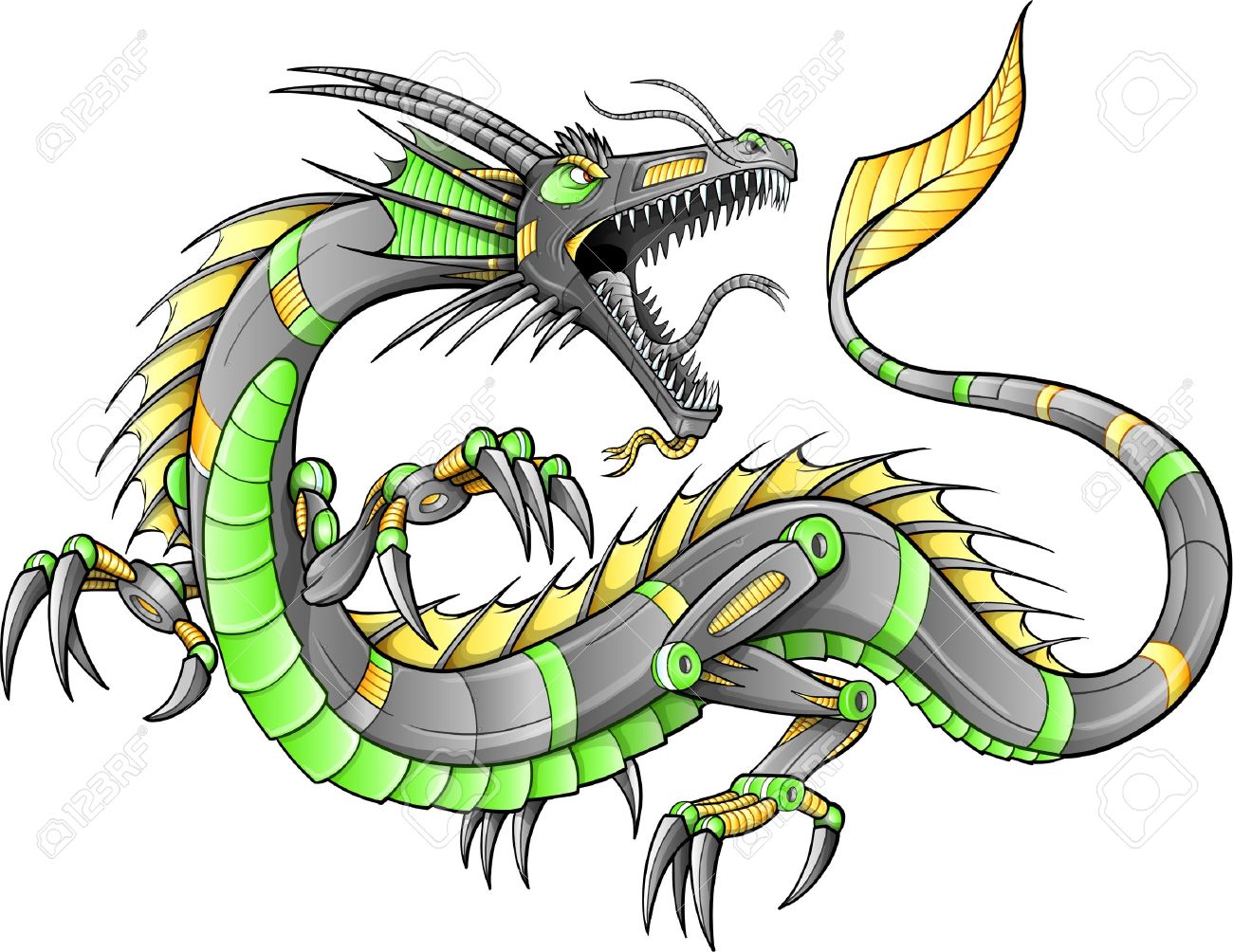 robot cyborg dragon illustration art royalty free cliparts vectors