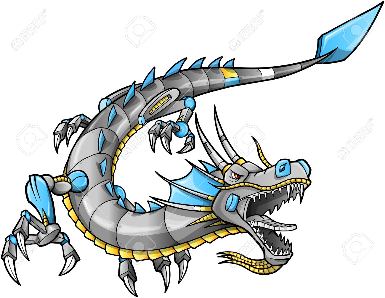 robot cyborg dragon vector illustration art royalty free cliparts