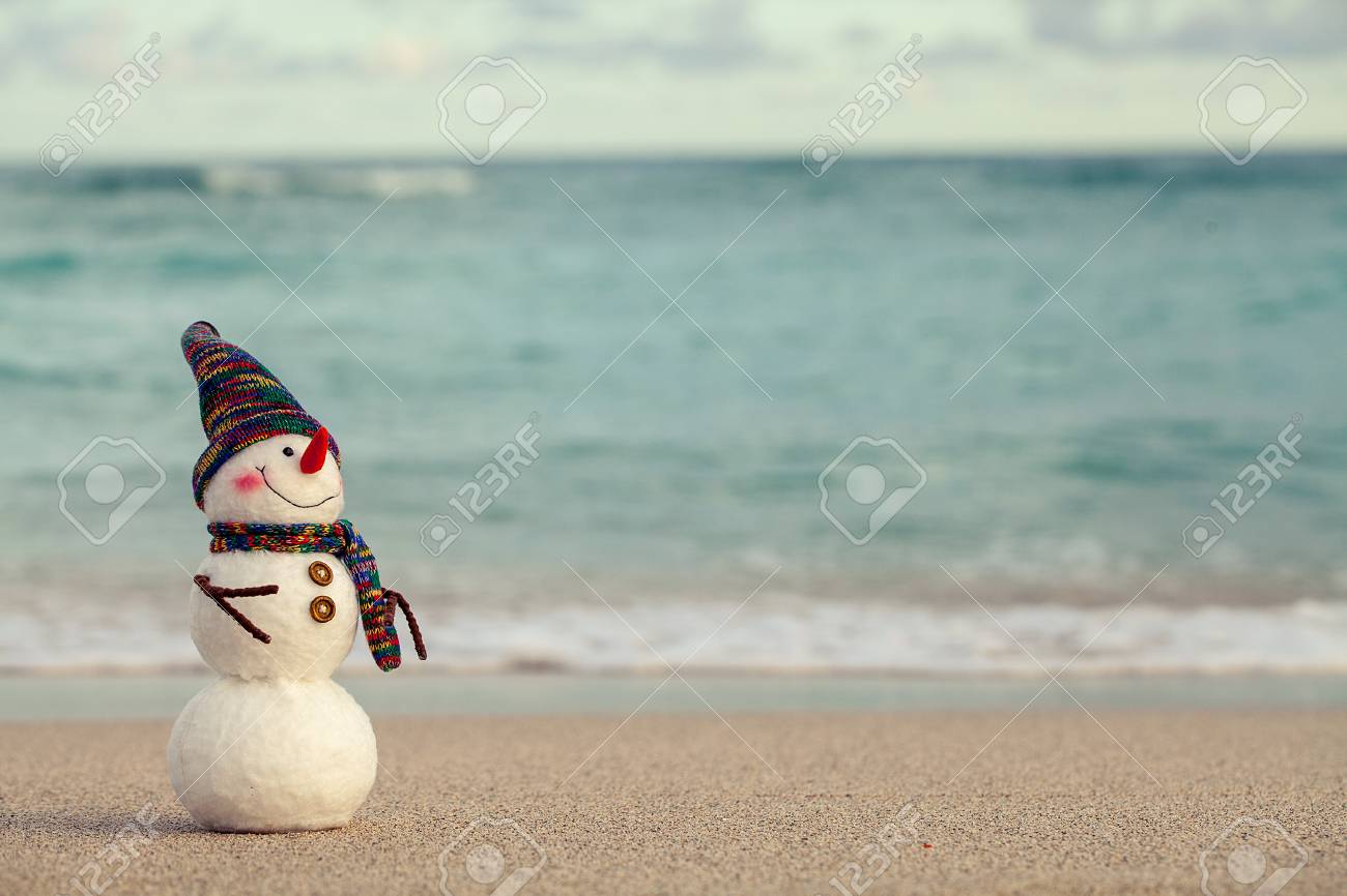 Immagini Natale Mare.Immagini Stock Sorridente Pupazzo Di Neve Sulla Spiaggia Del Mare Concetto Di Vacanza Puo Essere Utilizzato Per Capodanno E Cartoline Di Natale Image 67254861