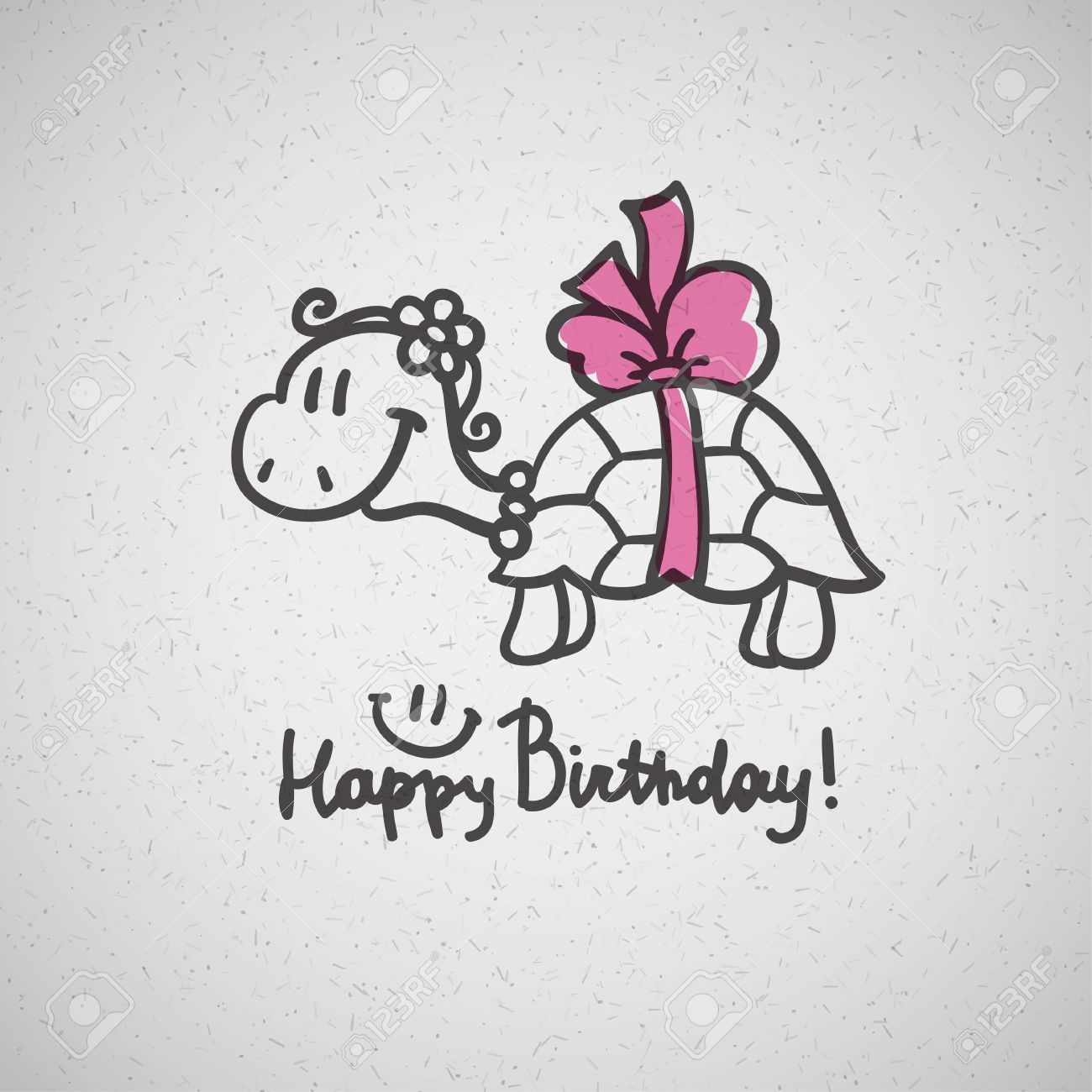 Carte D Anniversaire Avec La Tortue De Bande Dessinee Et L Arc Banque D Images Et Photos Libres De Droits Image