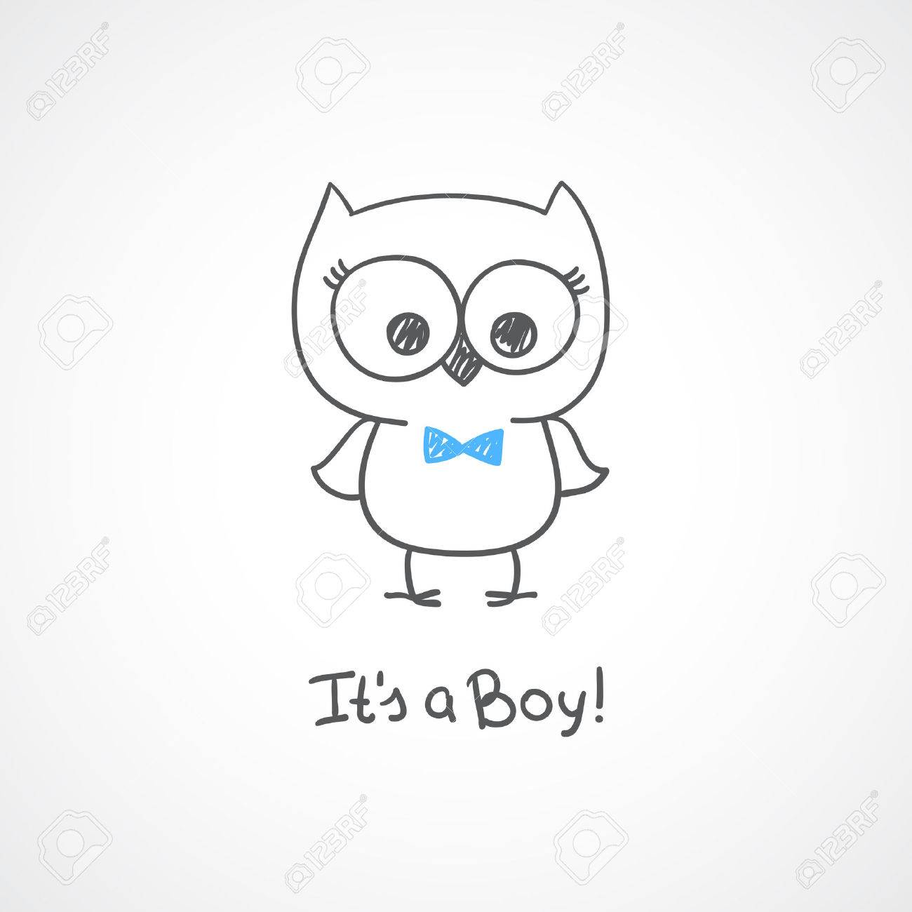 vector hand drawn baby owl baby shower card template it s a