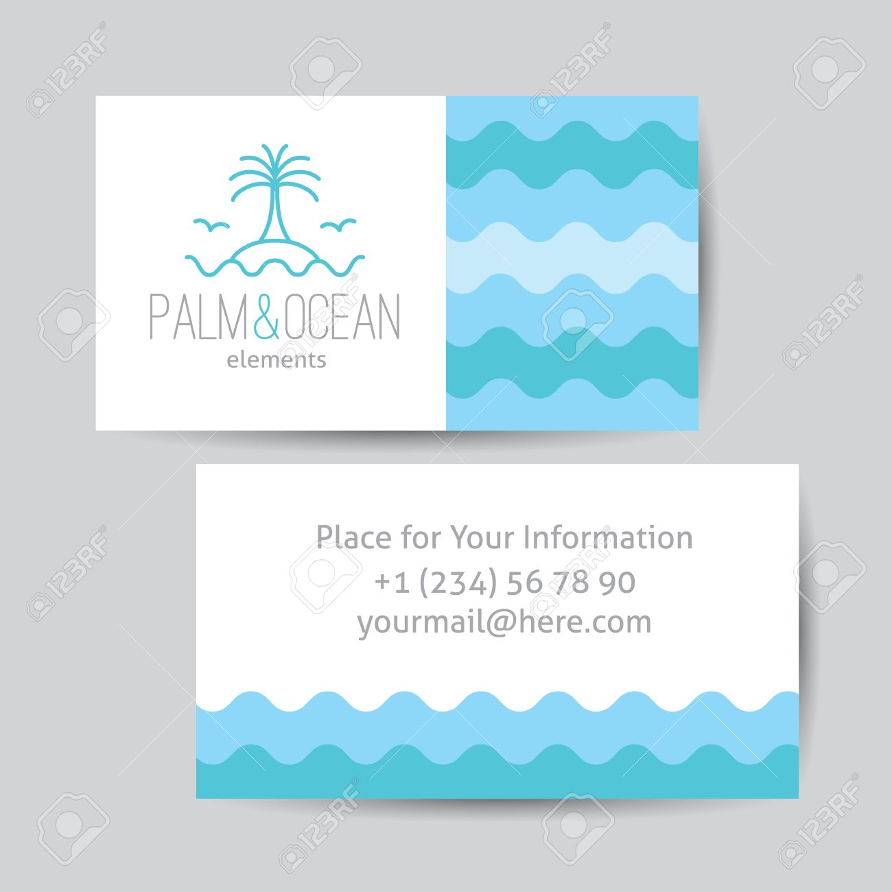 business card template for travel agency palm seagulls island single business card template