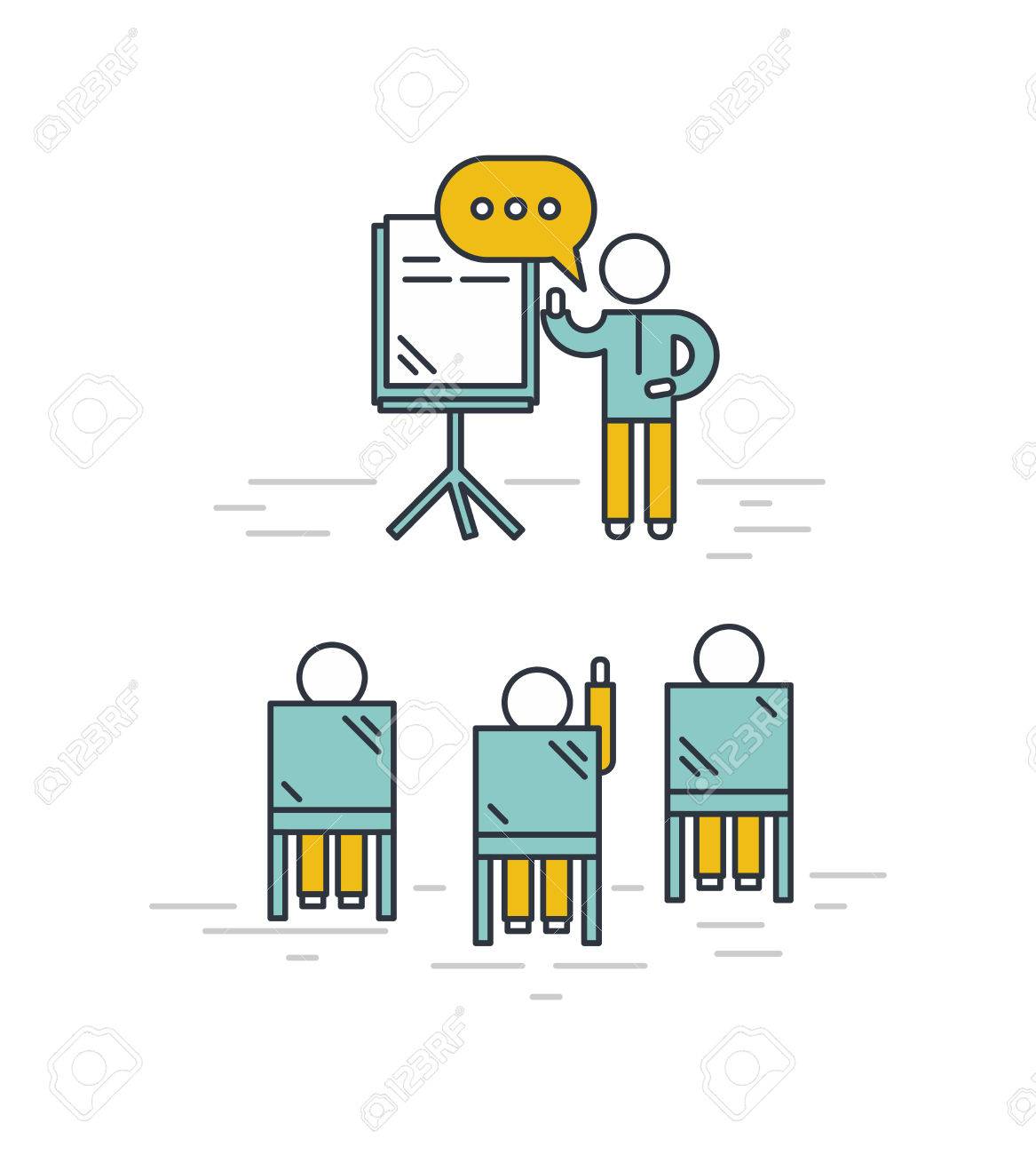 training classroom vector illustration man giving a presentation training presentation outline