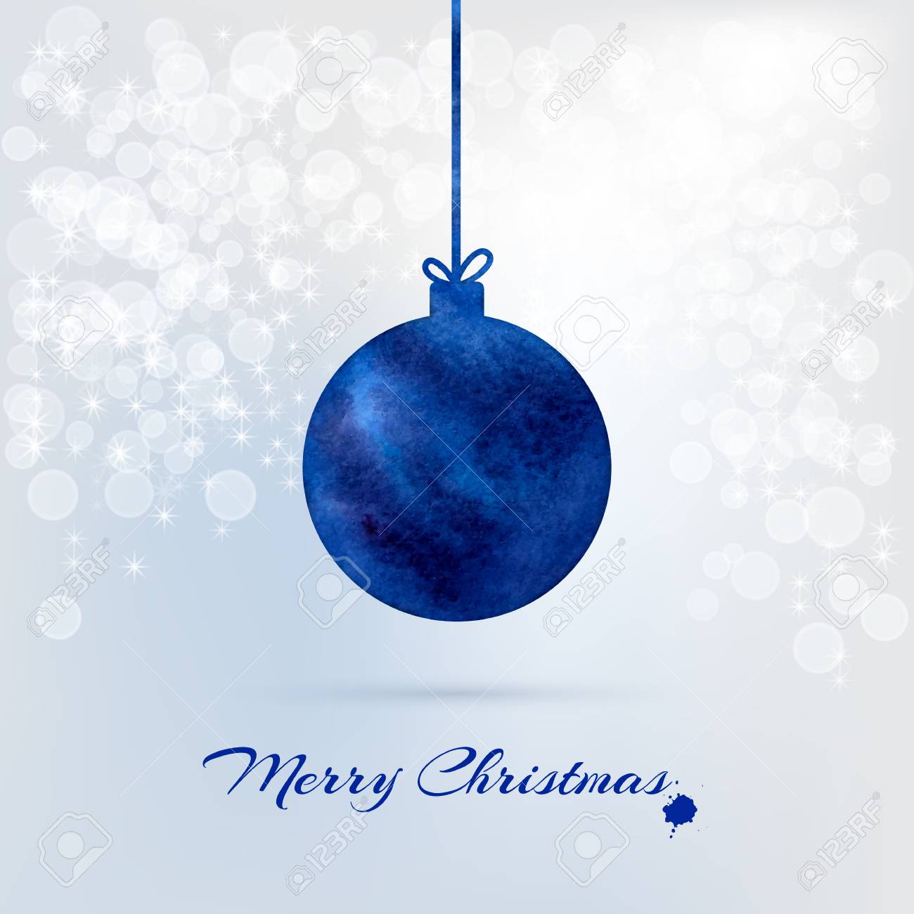 Vector Watercolor Christmas Card With Christmas Ball Vector Illustration Vector Watercolor Christmas Card With Christmas Ball Vector Illustration